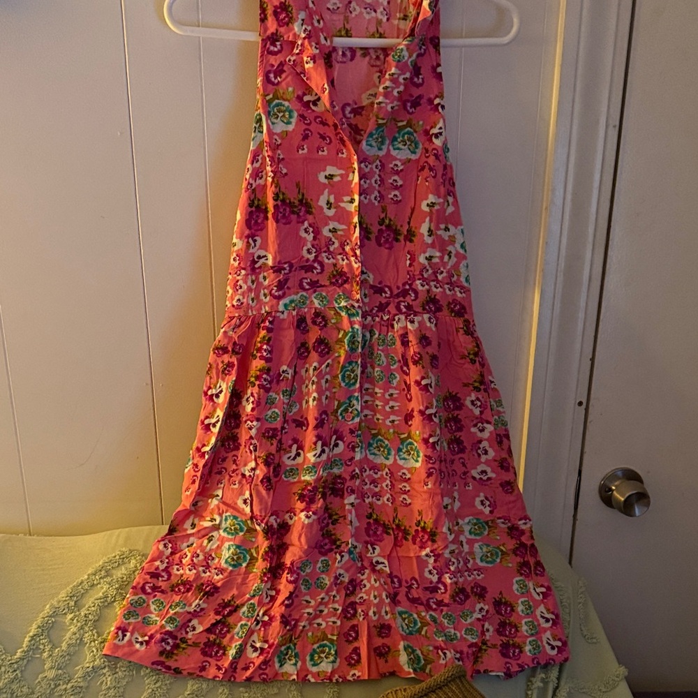 Xhilaration Pink Floral Button-Down Midi Dress